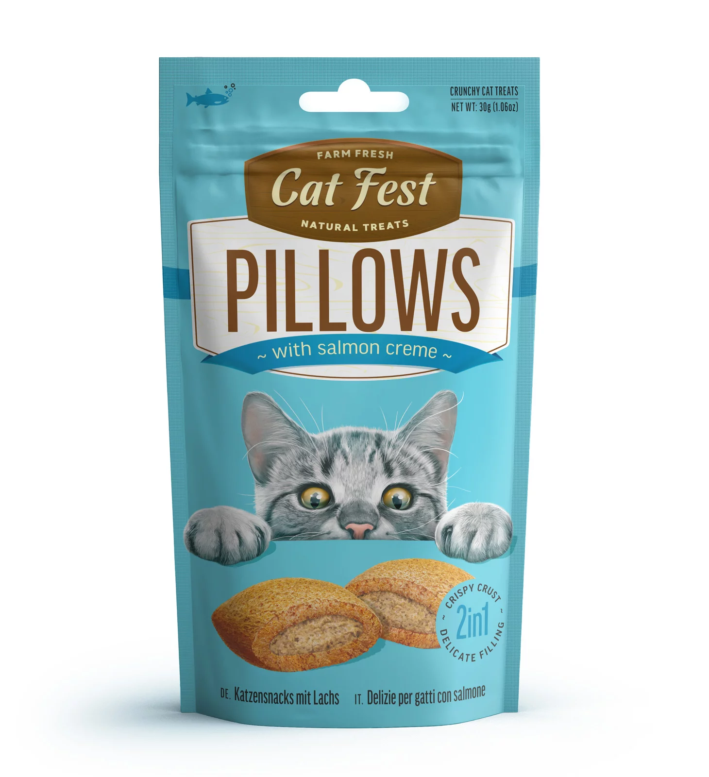 79207767-Cat-Fest-Pillows-With-Salmon-CreamWeight-30g-1.webp Cat Fest Pillows With Salmon Cream 30g - Image 1
