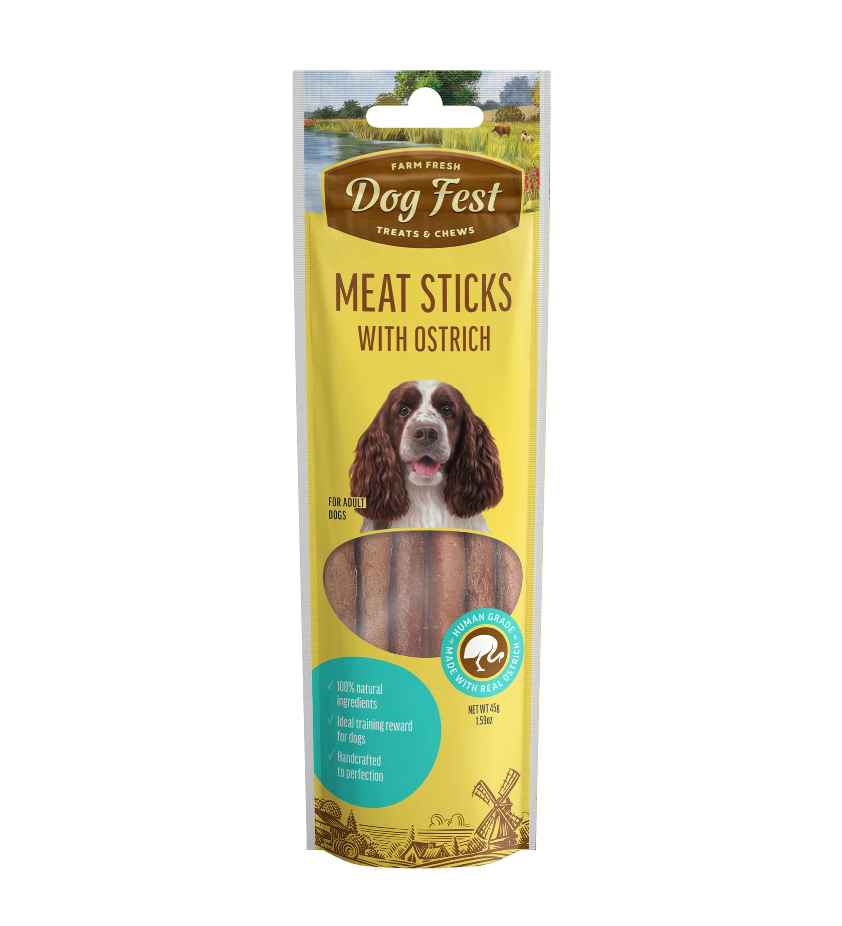 79208962-Dog-Fest-Meat-Sticks-With-Ostrich-For-Adult-DogsWeight-45g.webp Dog Fest Meat Sticks With Ostrich For Adult Dogs Weight - 45g - Image 1