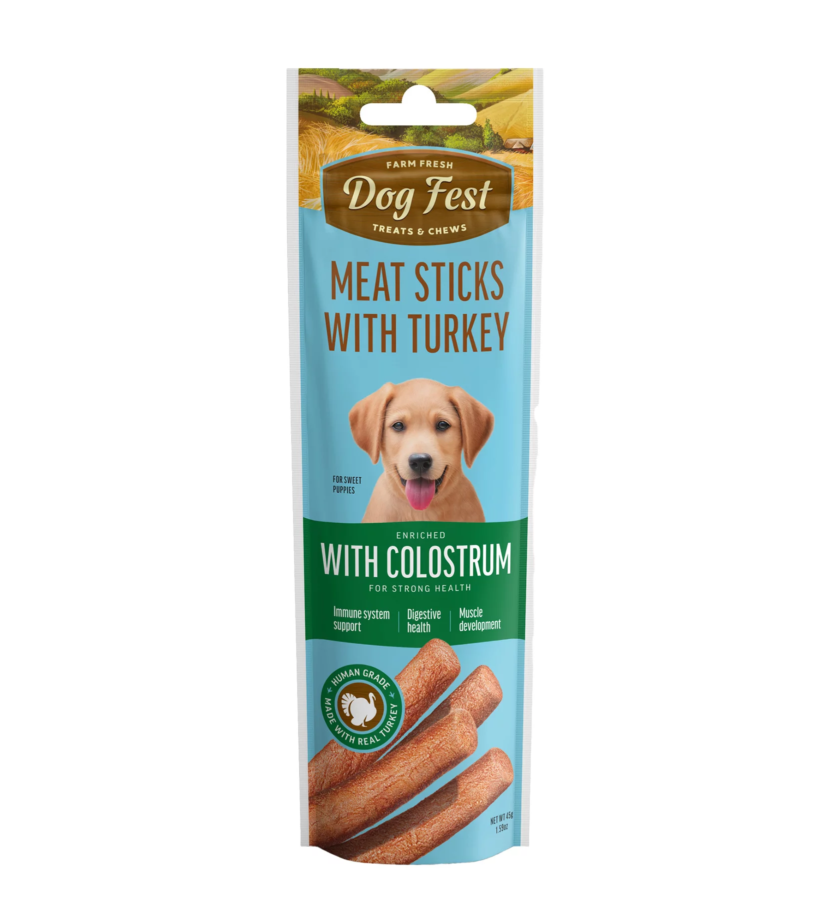 79211382-Dog-Fest-Turkey-Stick-With-Colostrum-45gWeight-45g.webp Dog Fest Turkey Stick With Colostrum 45g - Image 1
