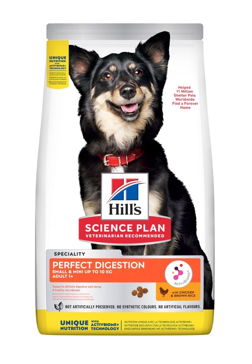 QASE.jpg Hill’s Science Plan Perfect Digestion Small & Mini Adult 1+ Dog Food with Chicken & Brown Rice (1.5kg) - Image 1