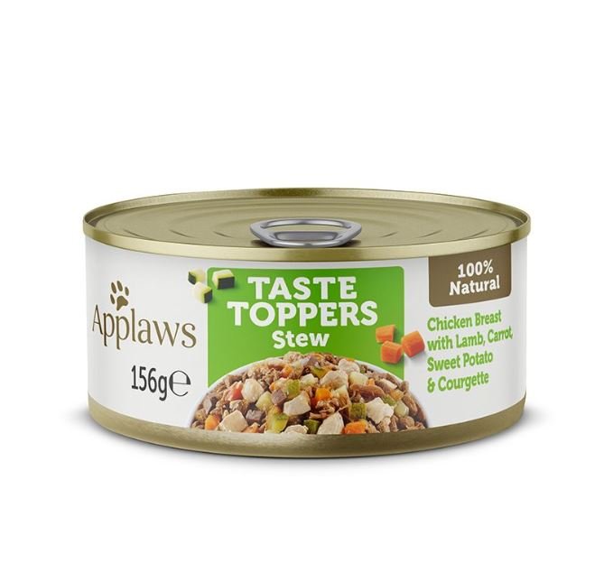 dsfdef.jpg Applaws Taste Toppers Stew Chicken with Lamb & Vegetables Wet Dog Food 156g Tin - Image 1