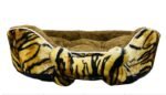 Coco Kindi Tiger Stripe Printed Washable Oval Shape Fur Bed-Size #2 - Image 3