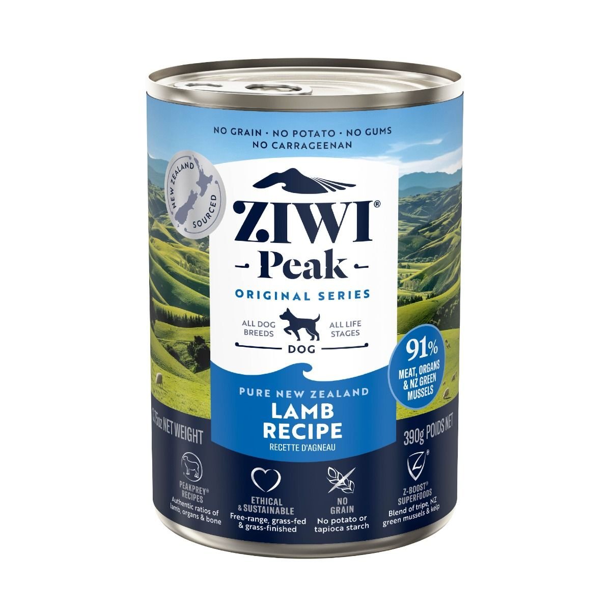 plain____ziwi-peak-wet-canned_lamb_dog_front-of-pack_390g-13.75oz-2.jpg ZIWI Peak Lamb Recipe Wet Dog Food - Image 1