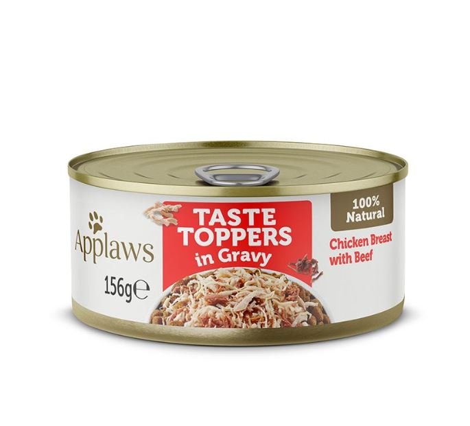 sdsad.jpg Applaws Taste Toppers in Gravy Chicken with Beef Wet Dog Food 156g Tin - Image 1