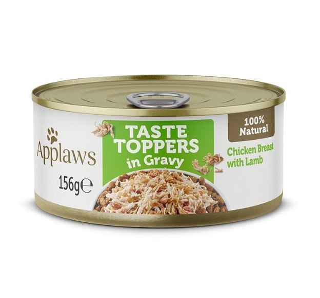 xcvdv.jpg Applaws Taste Toppers in Gravy Chicken with Lamb Wet Dog Food 156g Tin - Image 1