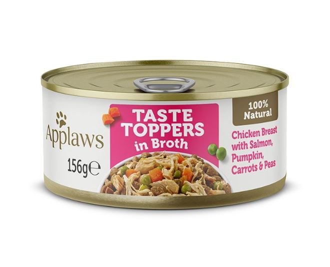 zscsd.jpg Applaws Taste Toppers in Broth Chicken with Salmon & Vegetables Wet Dog Food 156g Tin - Image 1